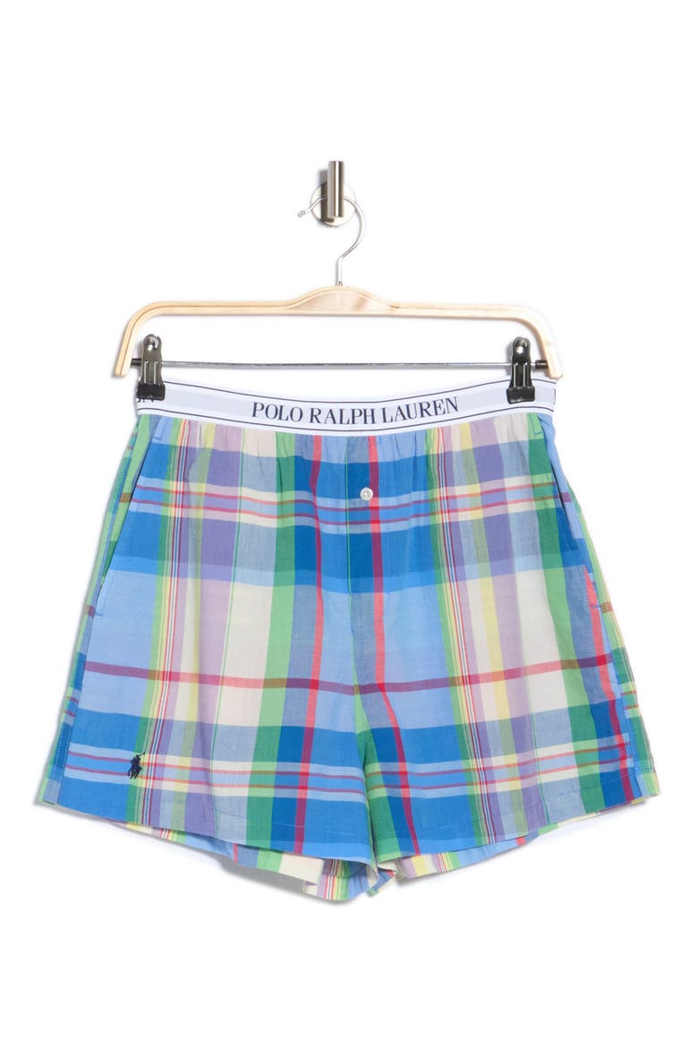 Plaid Cotton Sleep Boxer Shorts, Main, color, MADRAS PLAID