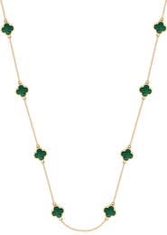 GABI RIELLE 14K Gold Plated Sterling Silver Clover Station Necklace