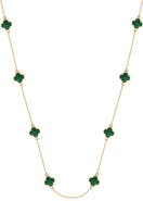 GABI RIELLE 14K Gold Plated Sterling Silver Clover Station Necklace