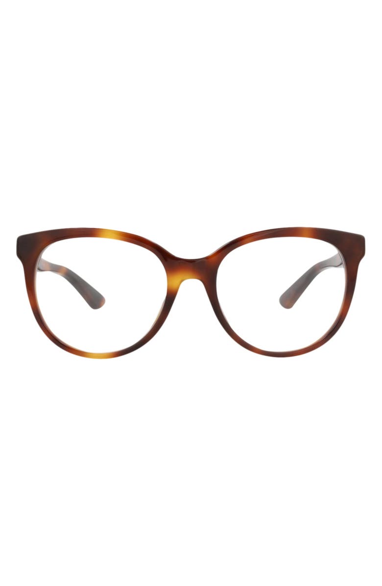 Gucci 53mm Oval Optical Glasses, Main, color, Havana Havana Transparent
