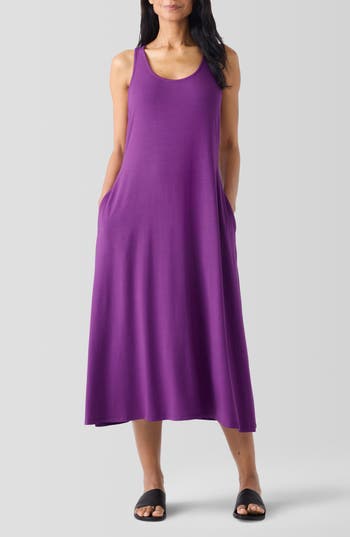 Eileen Fisher Sleeveless Belted Racerback Midi Dress