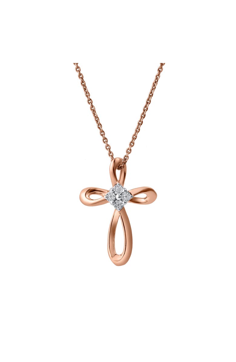 LuvMyJewelry Lightbound 0.02 Cts Natural Diamond Cross 14K Gold Pendant, Main, color, 14K Rose Gold