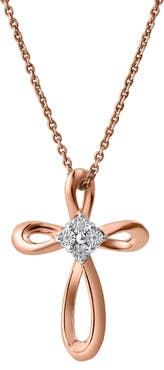 LuvMyJewelry Lightbound 0.02 Cts Natural Diamond Cross 14K Gold Pendant