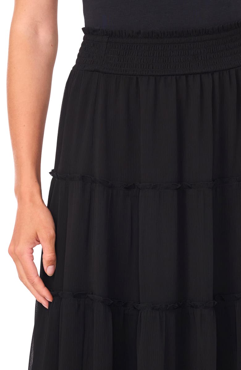 Halogen<sup>®</sup> Tiered Smocked Midi Skirt, Alternate, color, Rich Black
