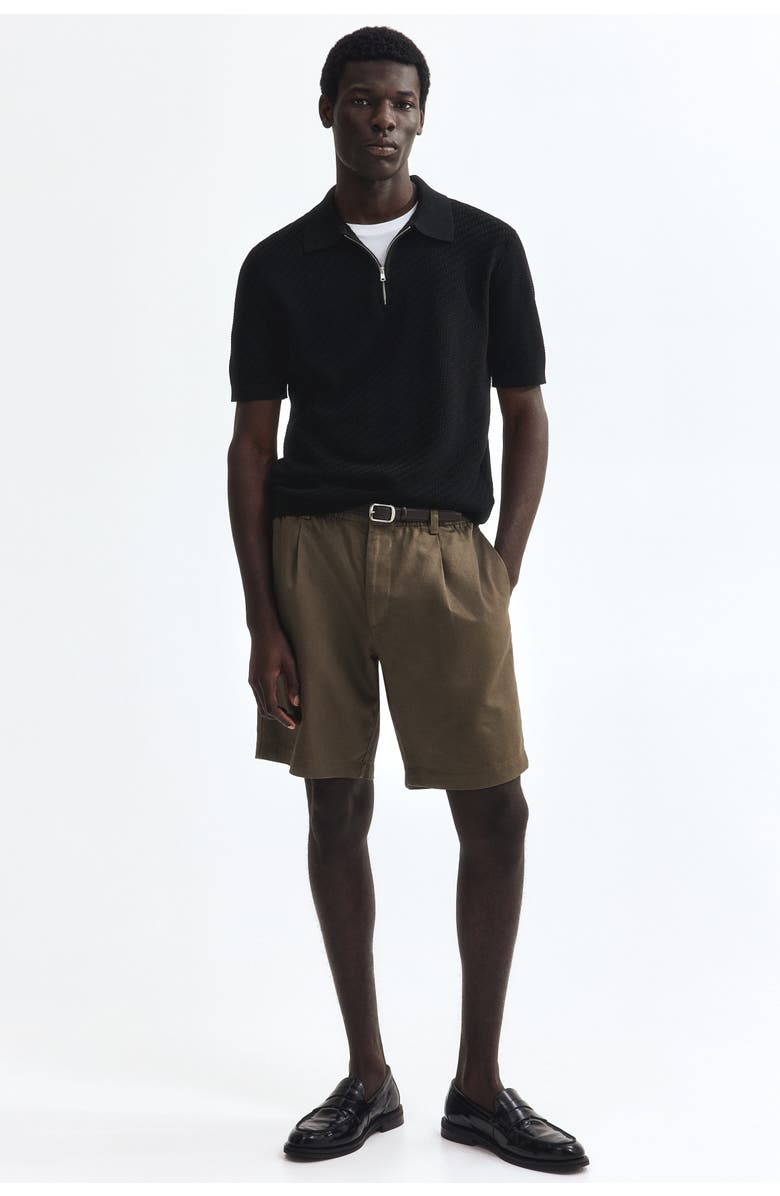 H&M Slim Fit Textured Polo Shirt, Alternate, color, Black