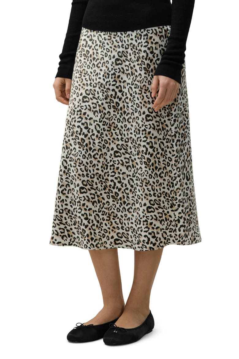 Leopard Print Bias Cut Silk Skirt, Main, color, Dawn Leopard