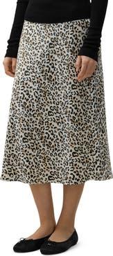 Lilysilk LILYSILK Leopard Print Bias Cut Silk Skirt