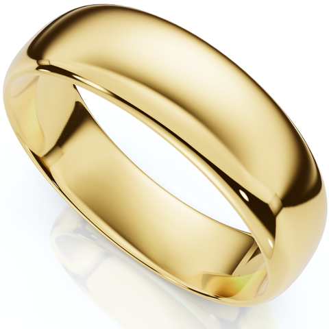 6mm Dome High Polished Wedding Band 14K Gold