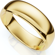 Bliss Diamond 6mm Dome High Polished Wedding Band 14K Gold