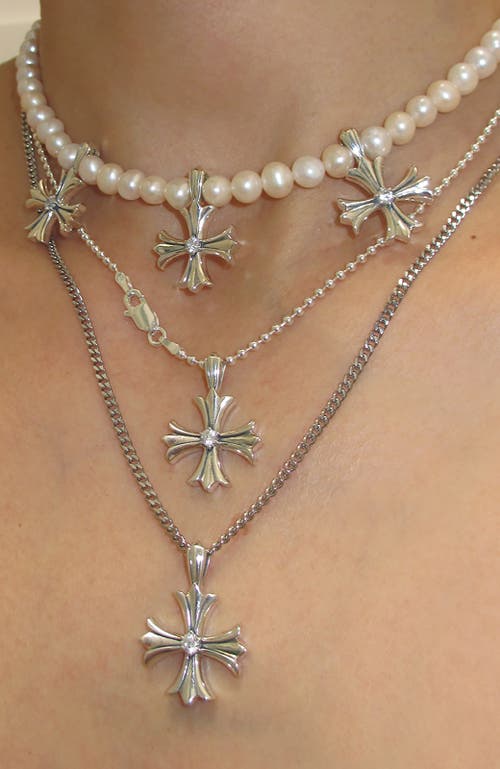 Rimor Jewelry Trio Argent Cross Pearl Choker In White
