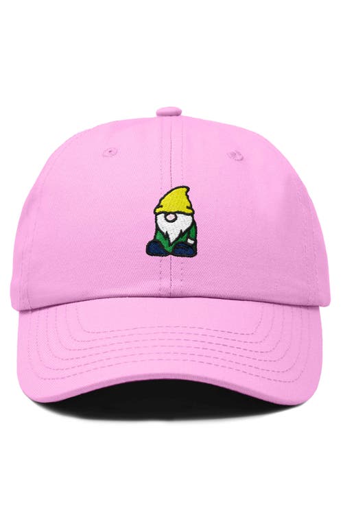 Dalix Gnome Embroidered Dad Hat In Light Pink