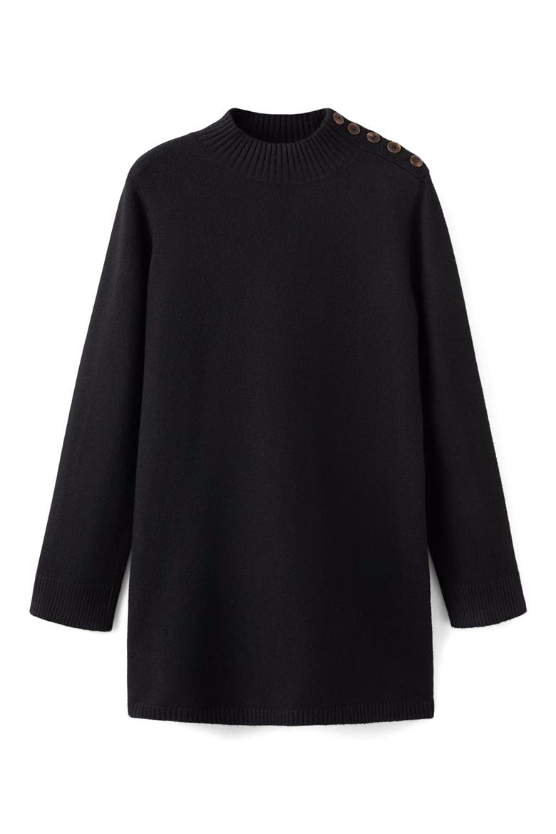 Button Detail Long Sleeve Sweater Dress, Alternate, color, BLACK