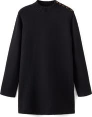 MANGO Button Detail Long Sleeve Sweater Dress
