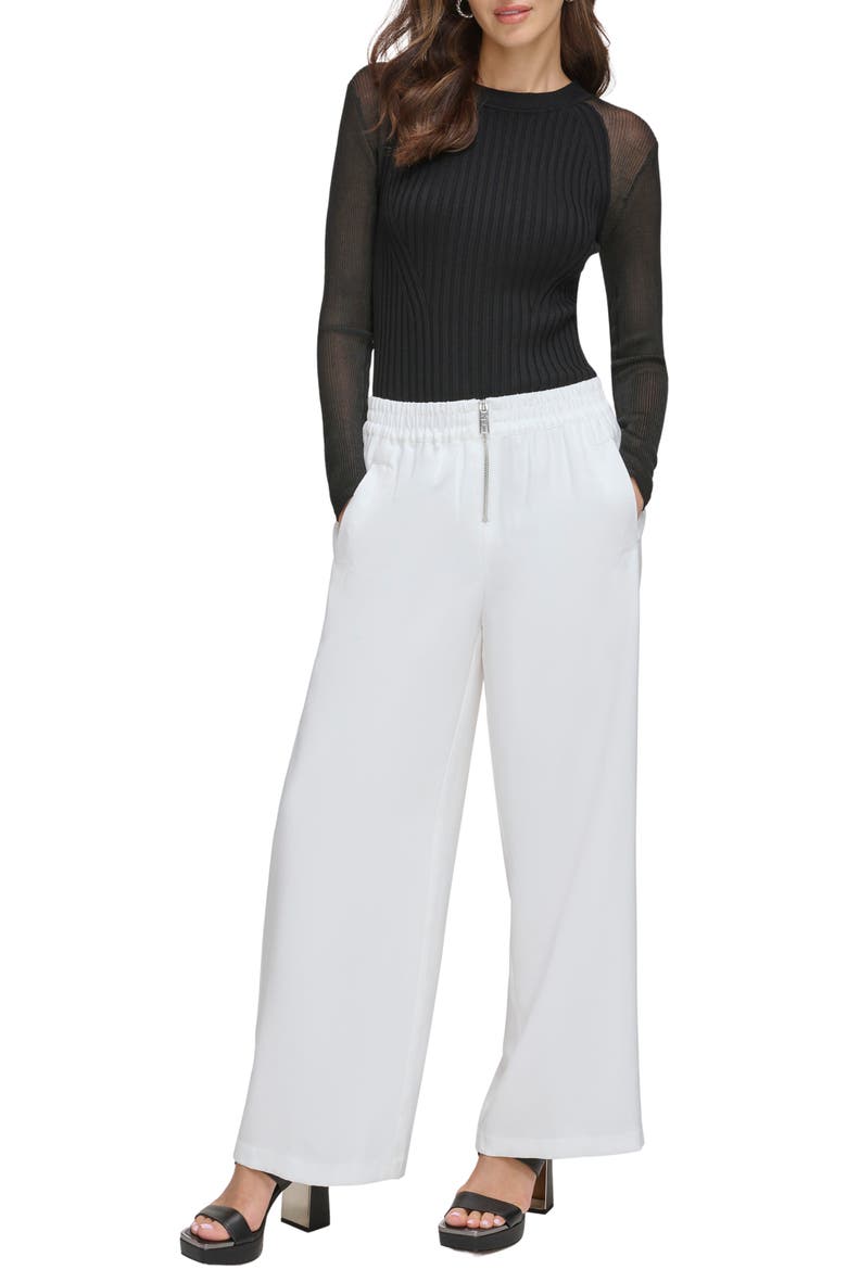 Stretch Twill Wide Leg Pants, Alternate, color, IVORY