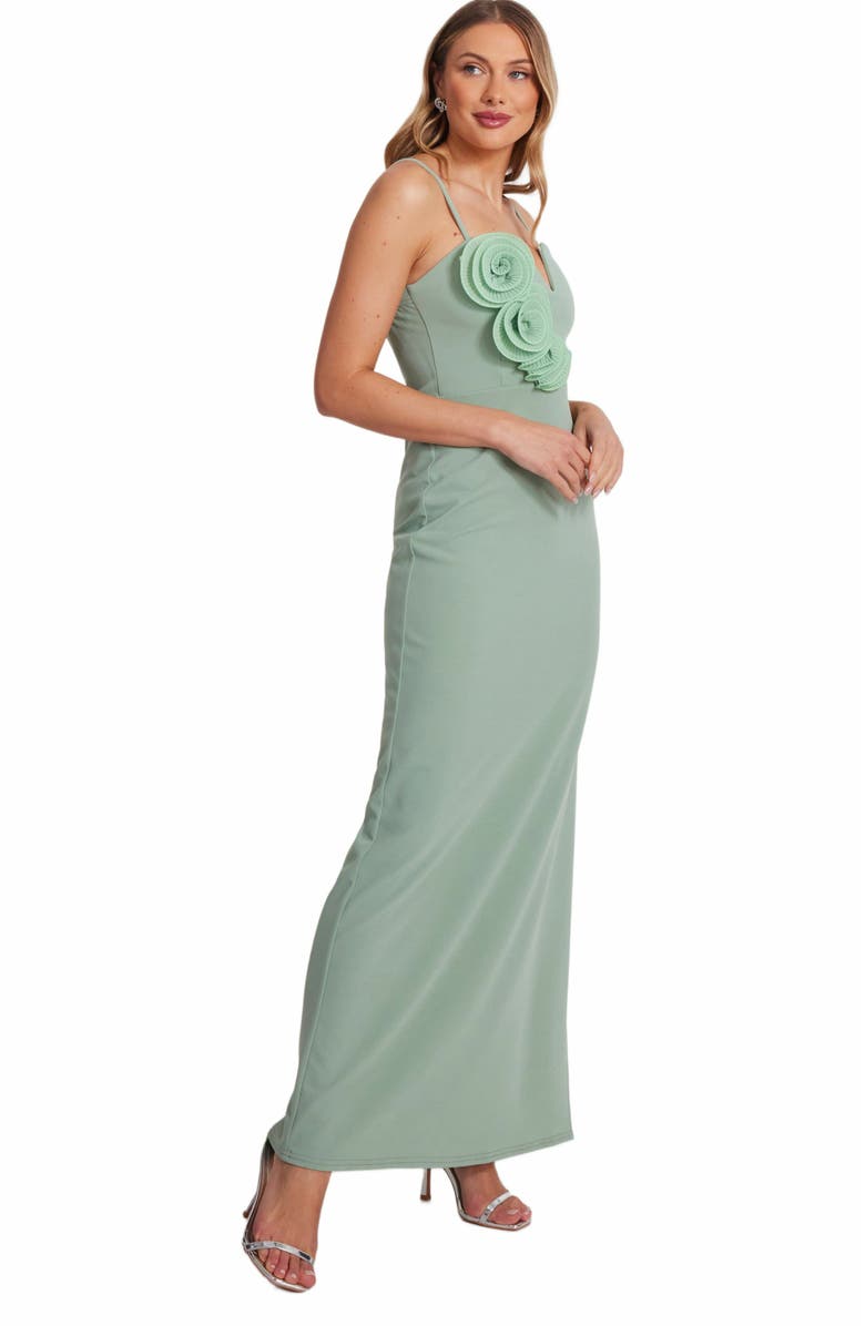 QUIZ Scuba Crepe Maxi Dress with 3D Applique Detail, Alternate, color, 