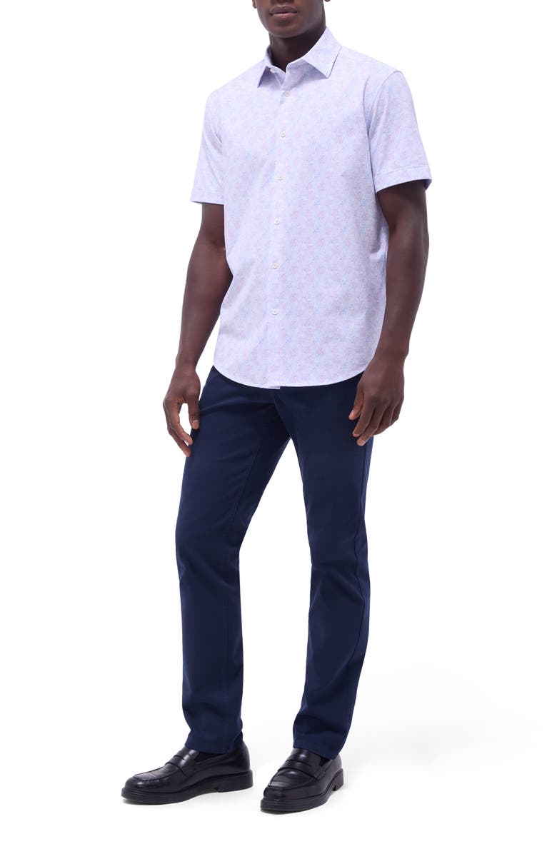 Bugatchi Miles OoohCotton<sup>®</sup> Floral Short Sleeve Button-Up Shirt, Alternate, color, Dusty Pink