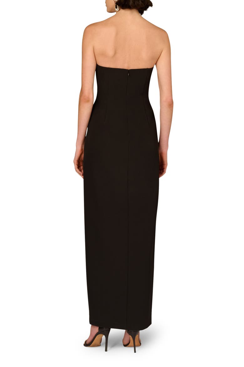 Bead Detail Stretch Crepe Column Gown, Alternate, color, BLACK