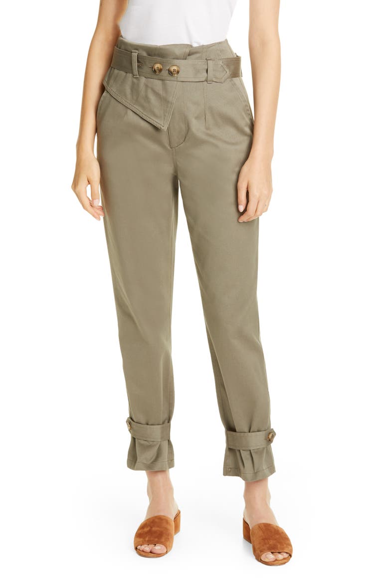 Kennedy Belted Tapered Pants, Main, color, GREEN FIELDS