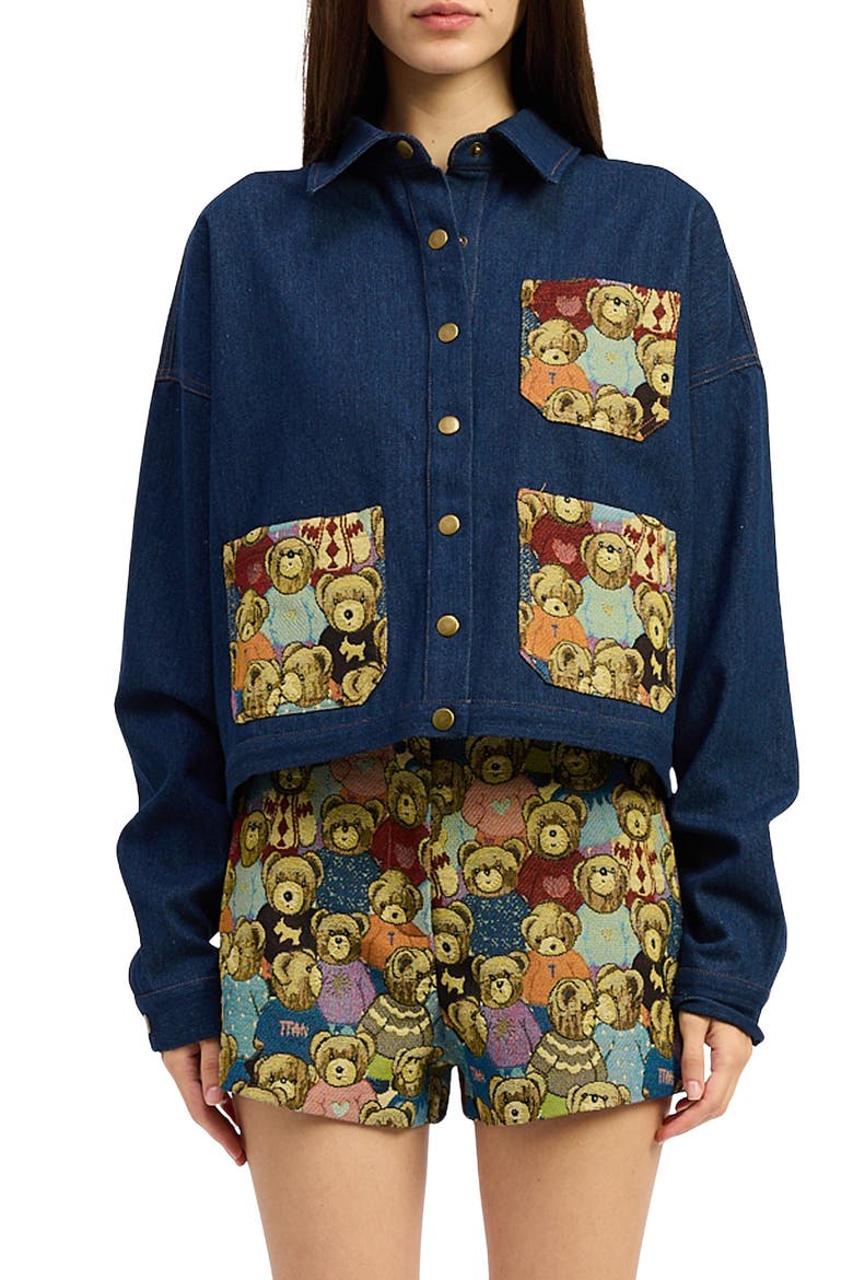 Bearlyn Denim Jacket, Main, color, INDIGO BROWN MULTI