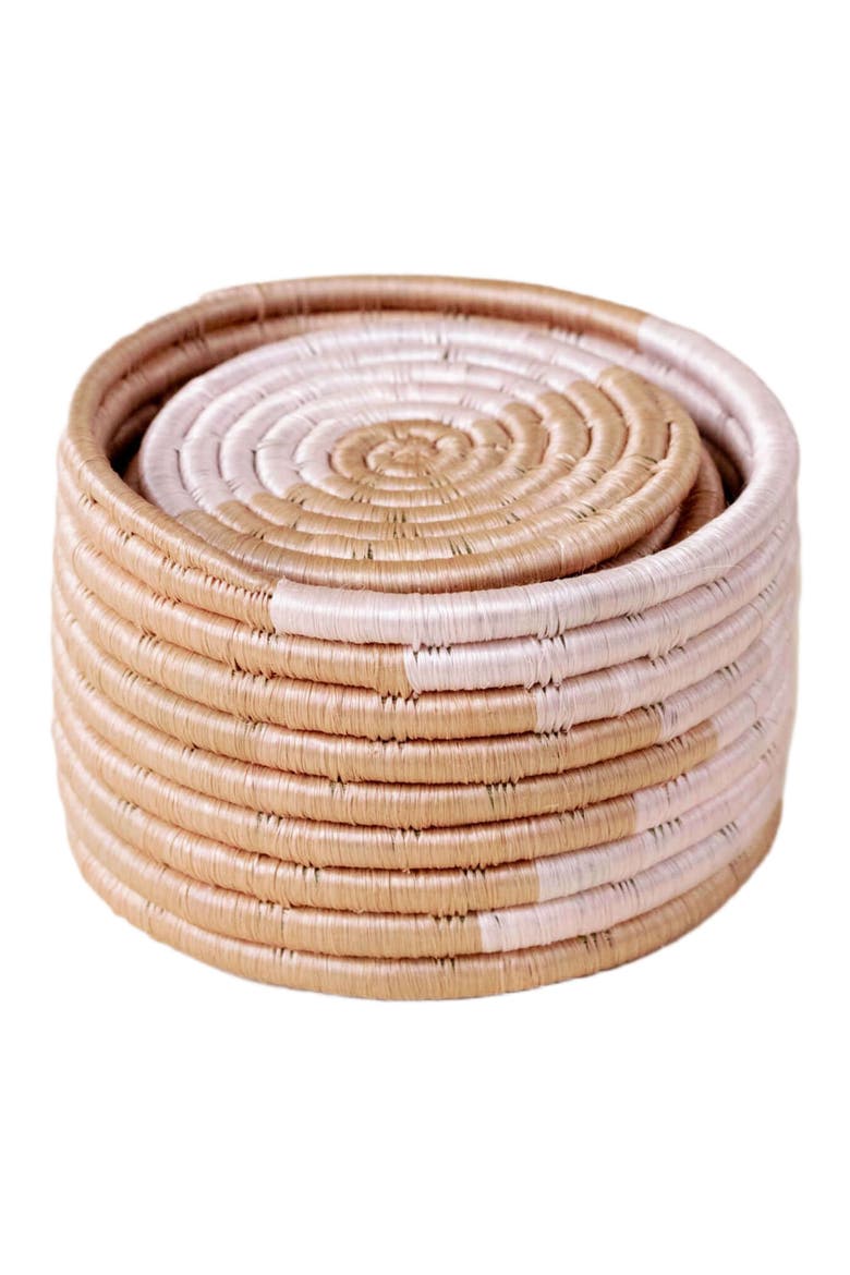 Akeza Mini Basket Set of 8 Coasters, Alternate, color, Pink