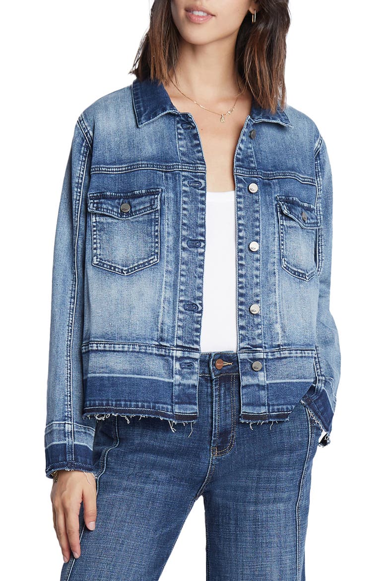 Step Up Raw Hem Denim Jacket, Main, color, CHILL BLUE LIGHT