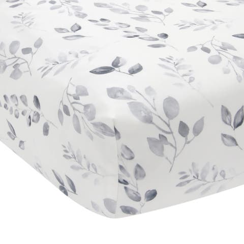Painted Forest Watercolor Leaf Print Baby Fitted Crib Sheet
