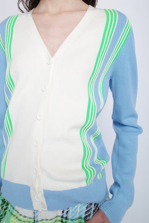 Anna Sui Amalfi Knits Cardigan In Baby Blue Multi