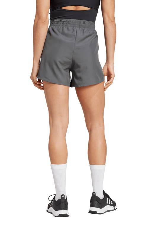 Adidas Originals Pacer High Waist Knit Shorts In Grey/white