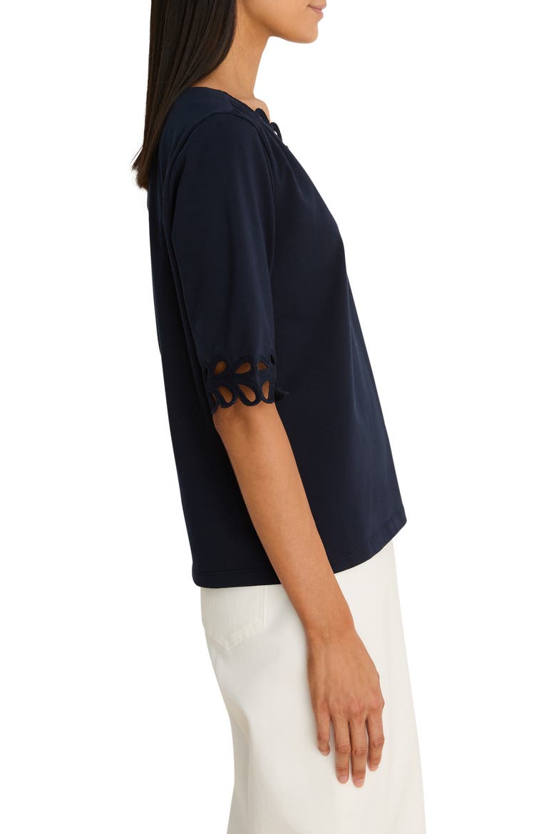 Rococo Soutache Embroidered Trim Top, Alternate, color, DARK INDIGO
