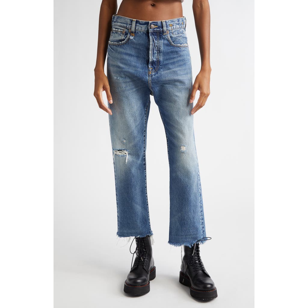 R13 R13 RIPPED TAILORED DROP CROTCH CROP JEANS