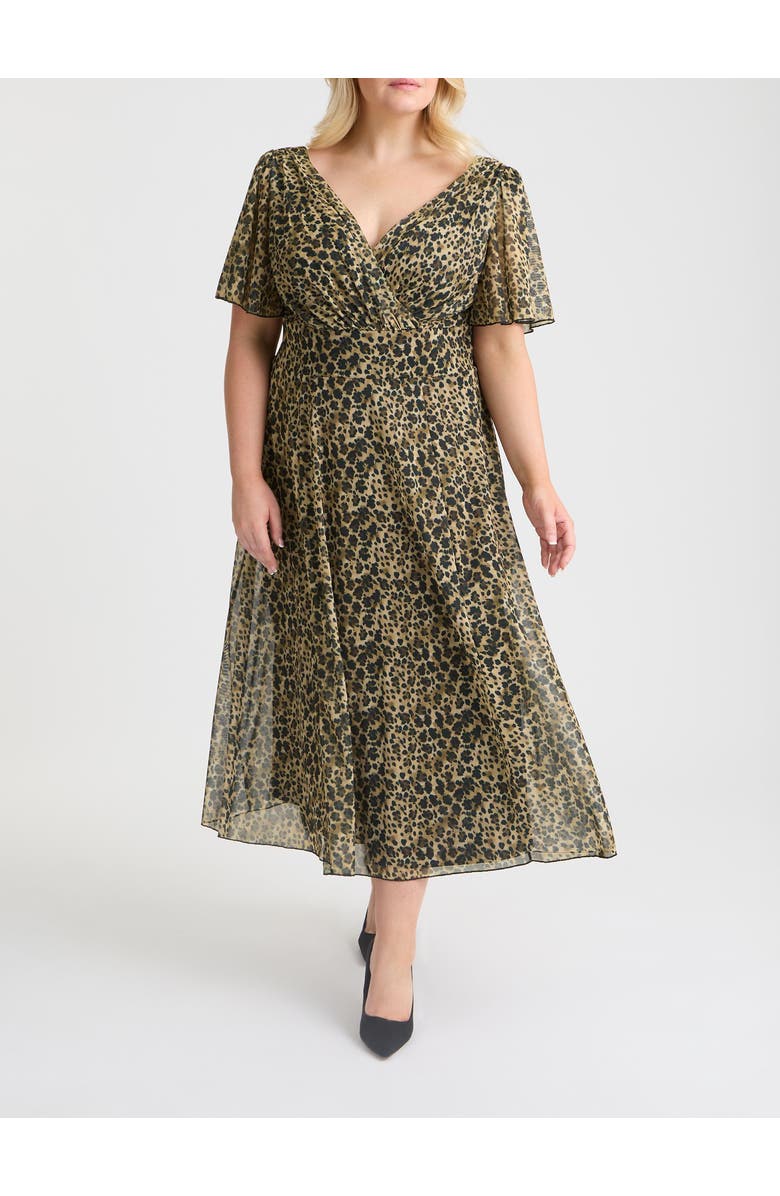Scarlett & Jo Victoria Brush Angel Sleeve Midi Dress, Alternate, color, Leopard Print