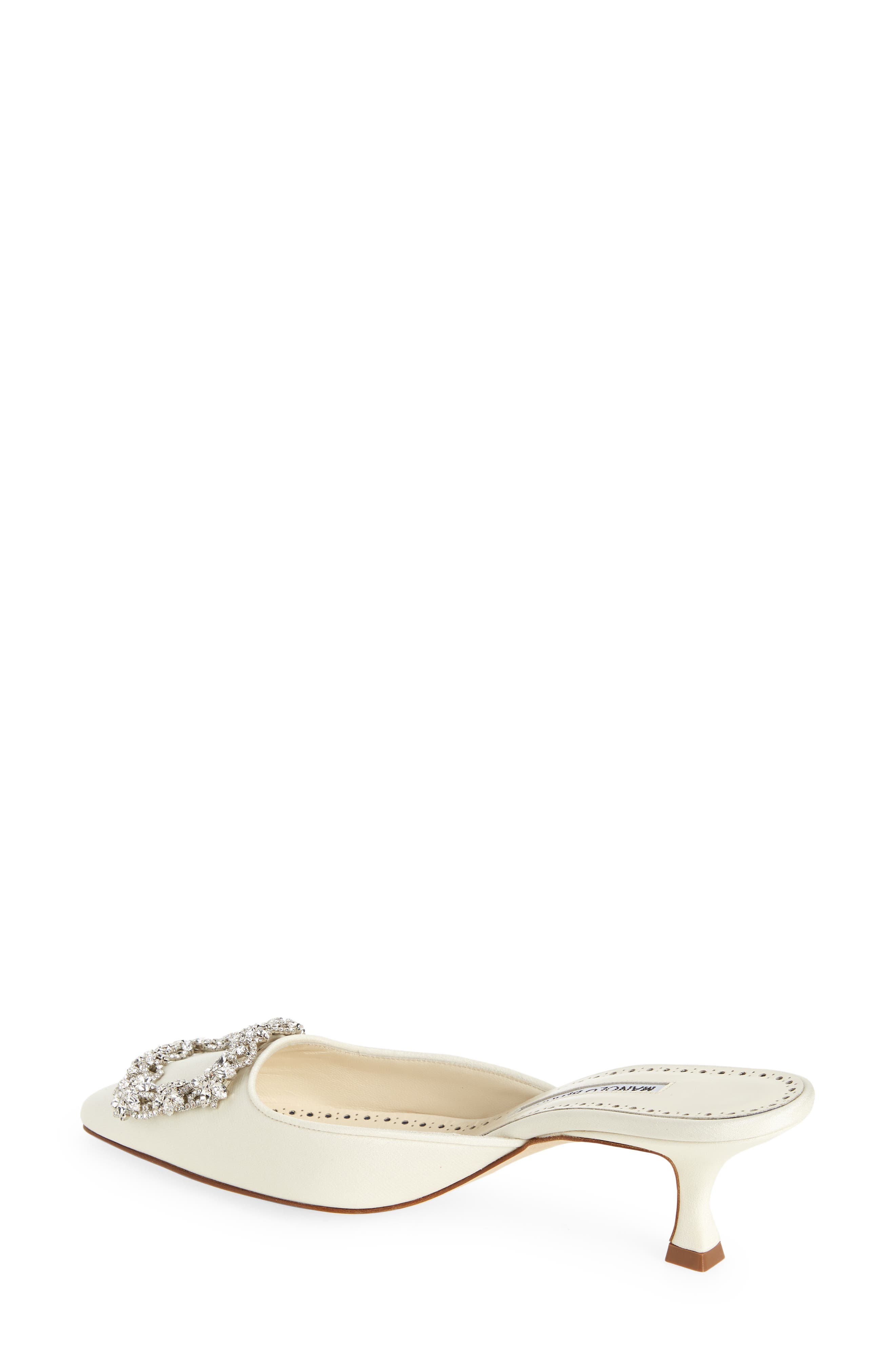 Manolo Blahnik Maysale Crystal Buckle Pointed Toe Mule, Alternate, color, 