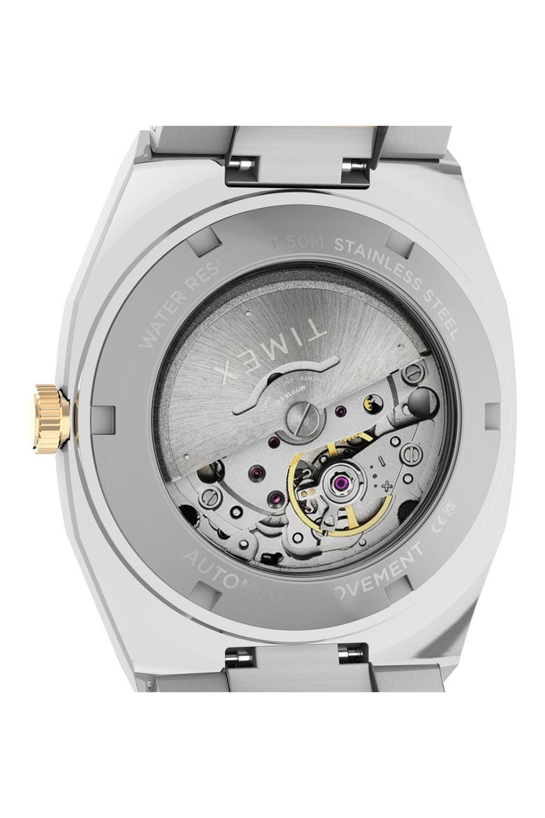 E Line Automatic Bracelet Watch, 38mm, Alternate, color, SILVER/ BLUE