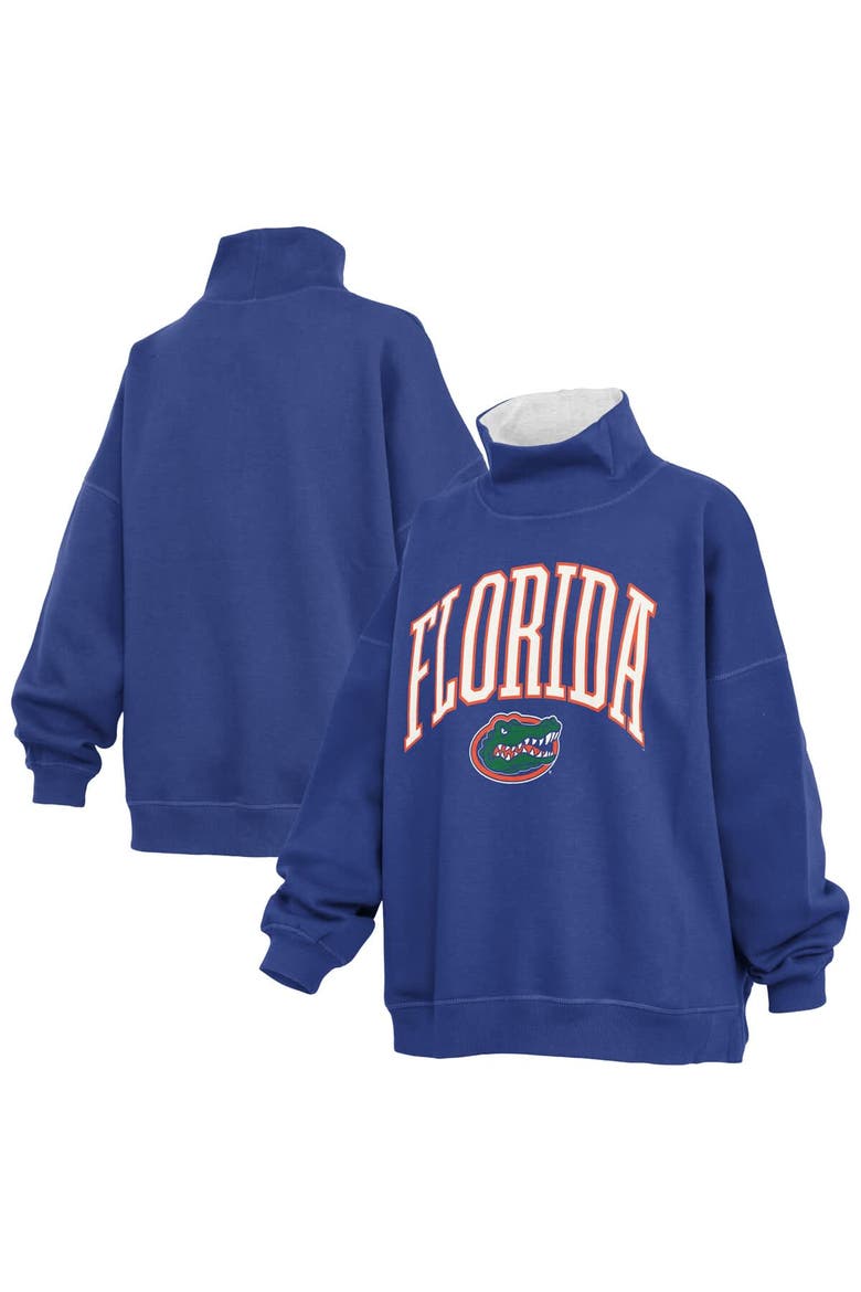 Women's Pressbox  Royal Florida Gators Oversized Mock Neck Sweatshirt, Main, color, Royal