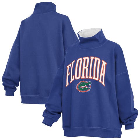 Women's Pressbox  Royal Florida Gators Oversized Mock Neck Sweatshirt