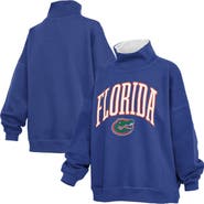 PRESSBOX Women's Pressbox Royal Florida Gators Oversized Mock Neck Sweatshirt
