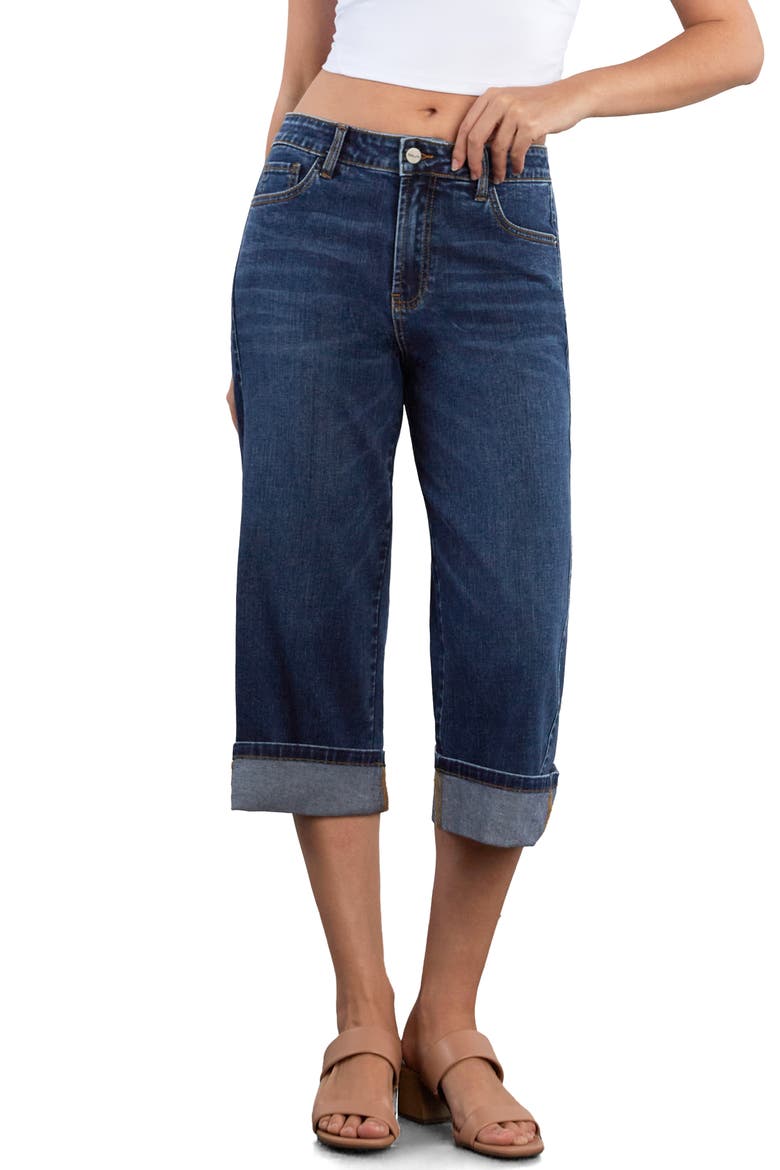 Heart Cuff Carpenter Wide Leg Shorts, Main, color, SIDEWALK DENIM