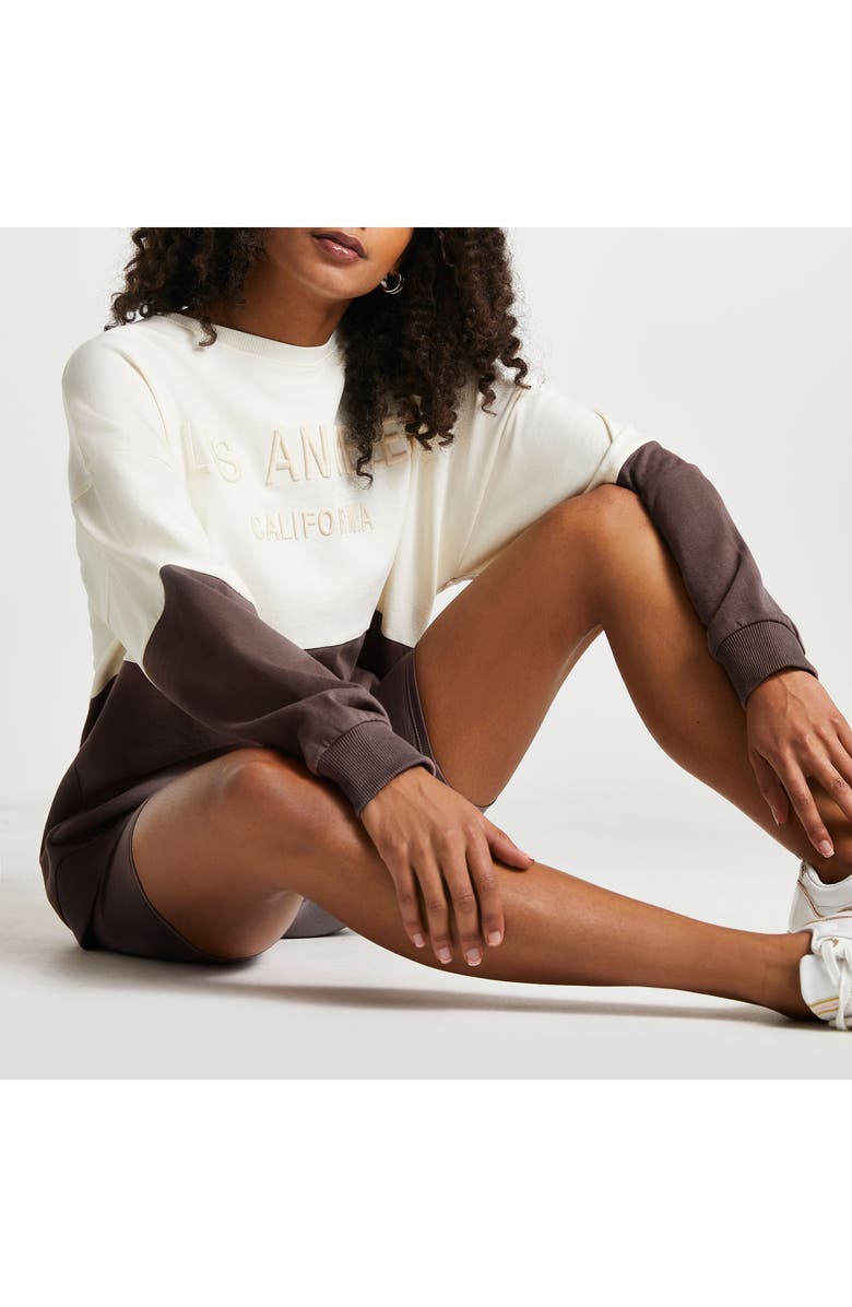 River Island Los Angeles Blocked Sweatshirt, Alternate, color, Brown
