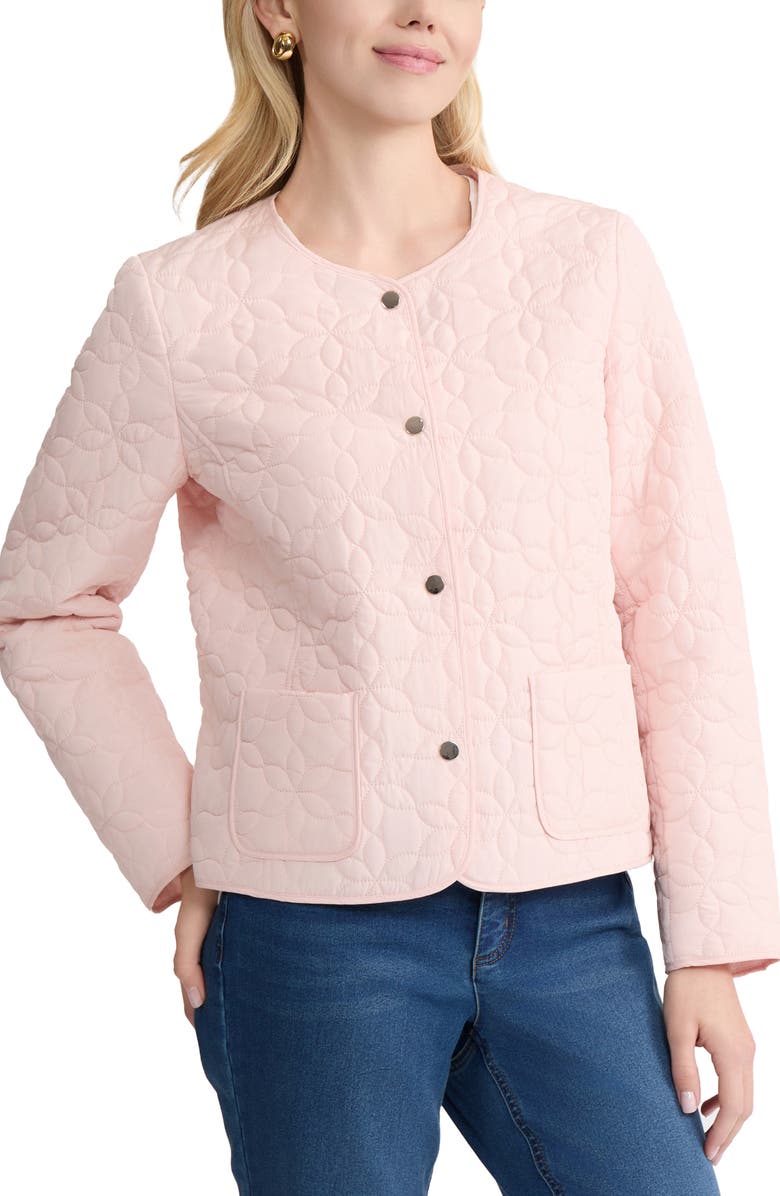 Jones New York Floral Quilted Snap Front Jacket, Alternate, color,