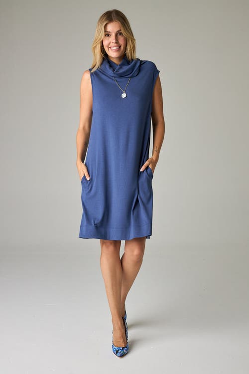 Eavolu Kakadu Eco-luxe Rib Sleeveless Funnel Neck Tunic/dress In Blue