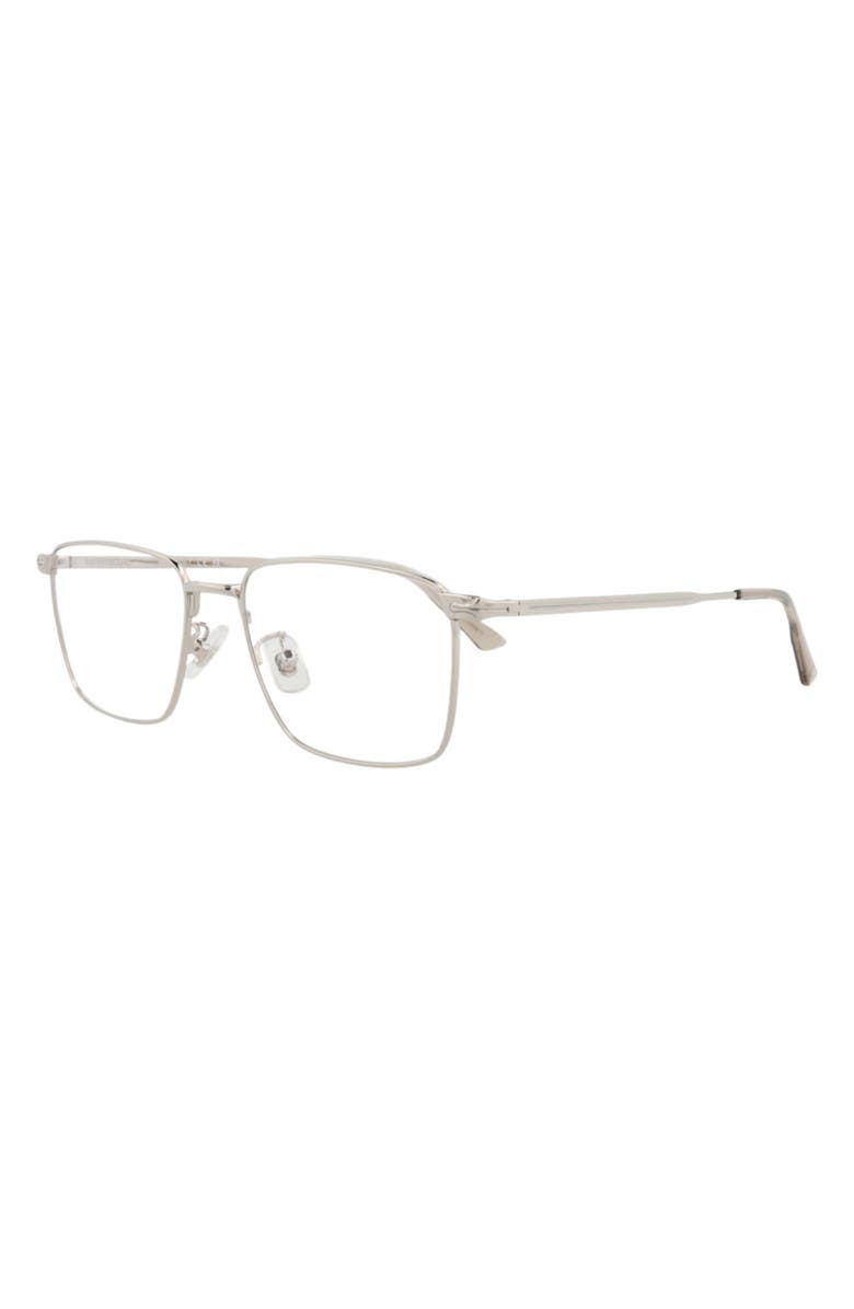 Montblanc 54mm Square Optical Glasses, Alternate, color, Silver Silver Transparent