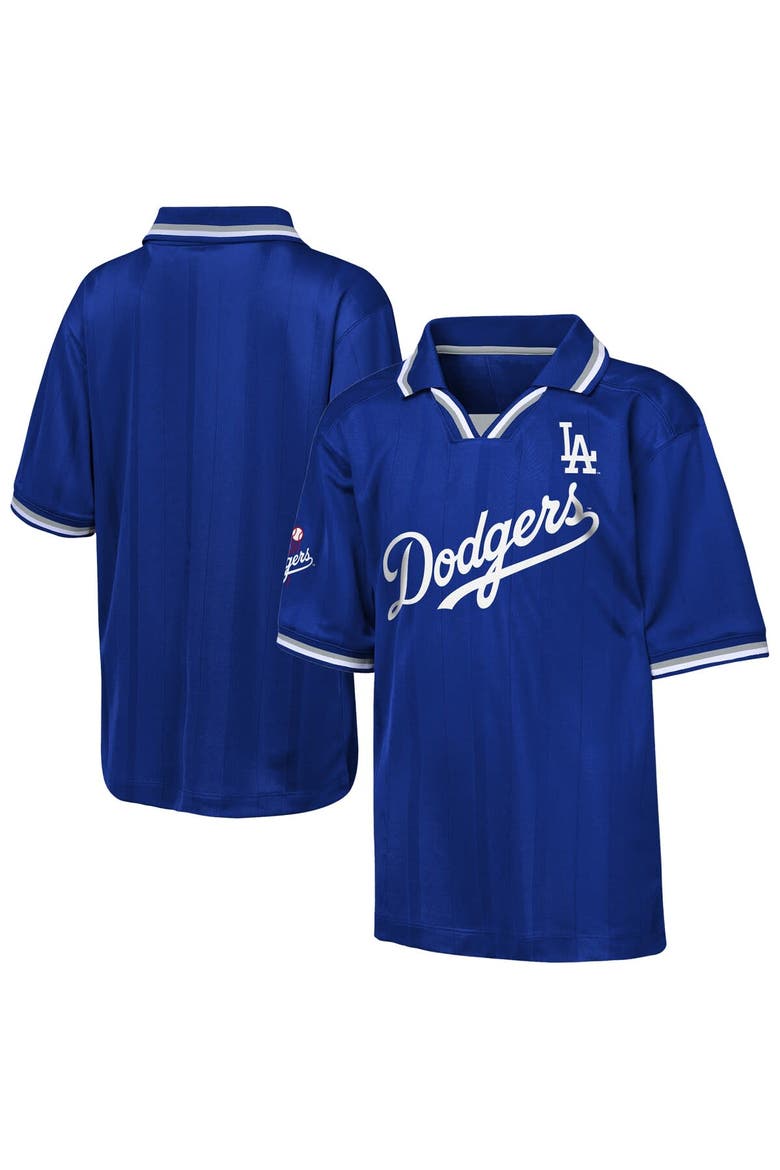 Youth Outerstuff Blue Los Angeles Dodgers Y2 Tech Stadium Fashion Collar T-Shirt, Main, color, Blue
