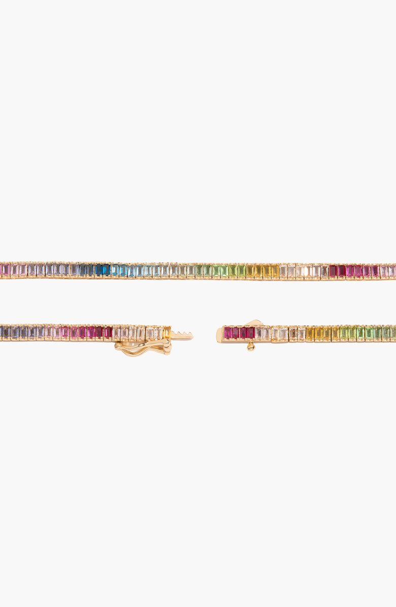 Aurate New York Rainbow Baguette Tennis Necklace, Alternate, color, Ombré Rainbow