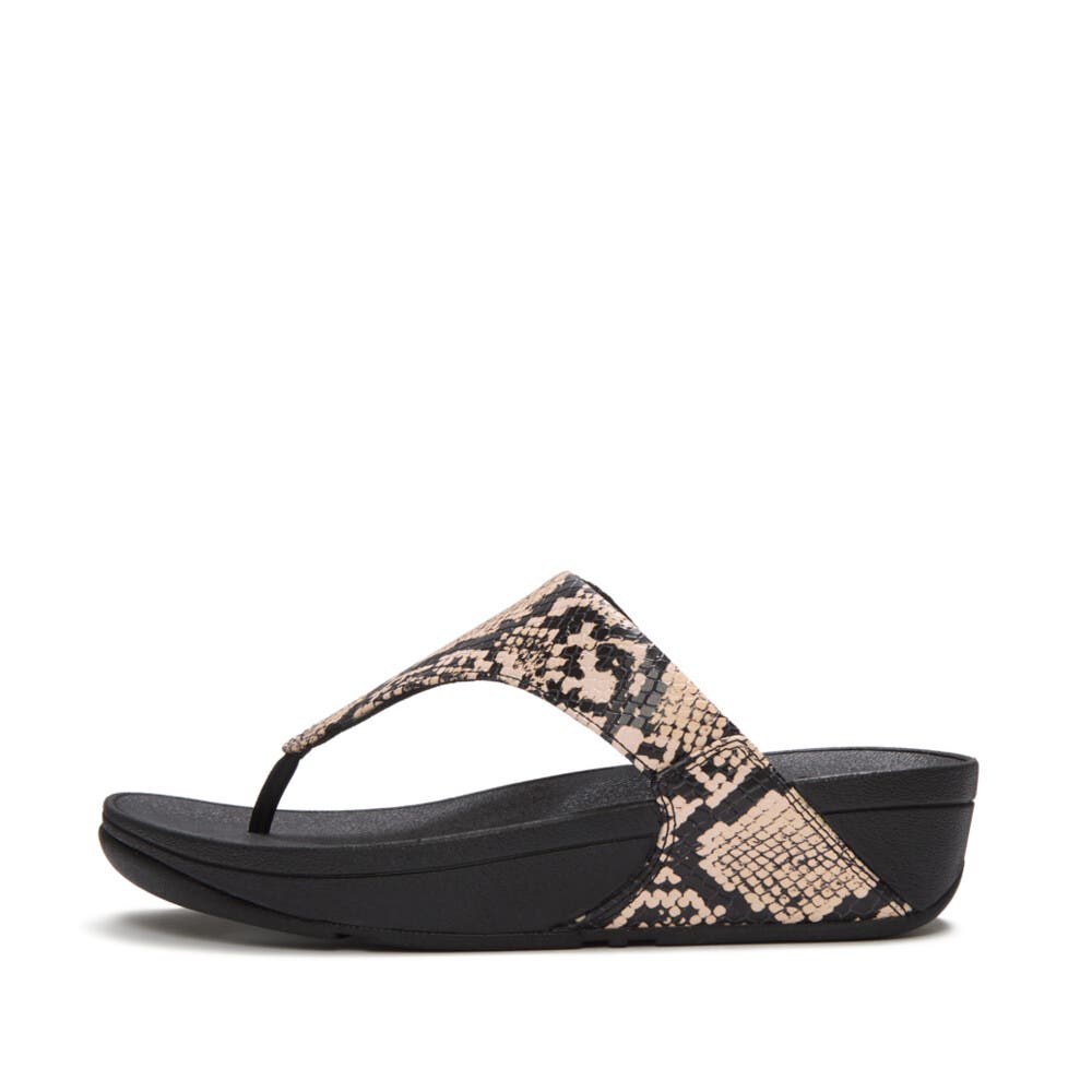 Lulu Snake Toe-Post Sandals, Alternate, color, Hazy Taupe/Black