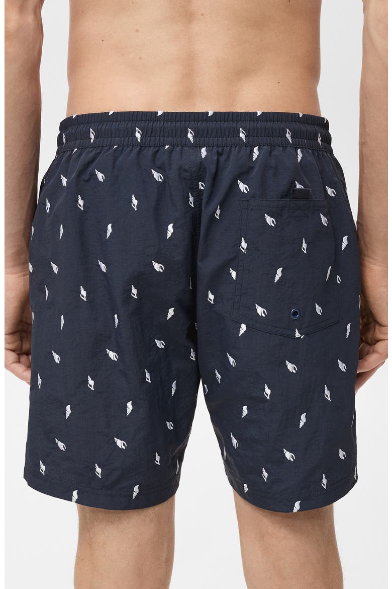 Shell Embroidered Swim Trunks, Alternate, color, NAVY