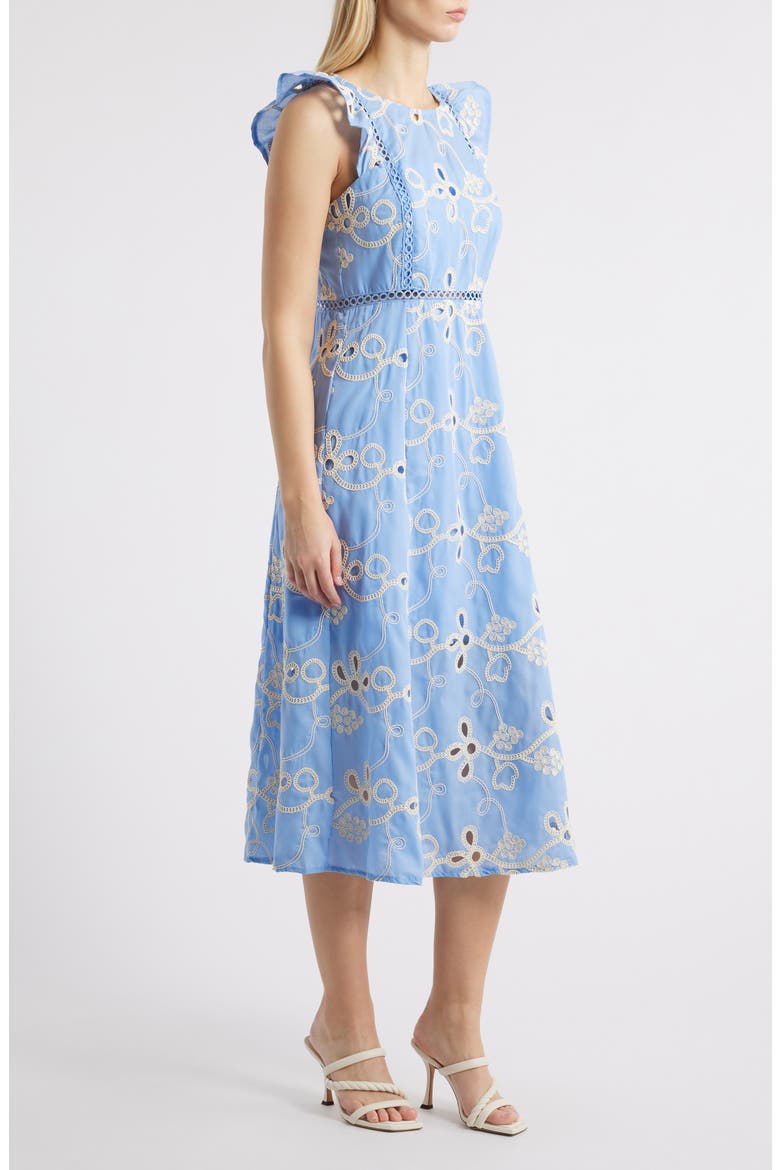 Rope Embroidery A-Line Dress, Alternate, color, LIGHT BLUE