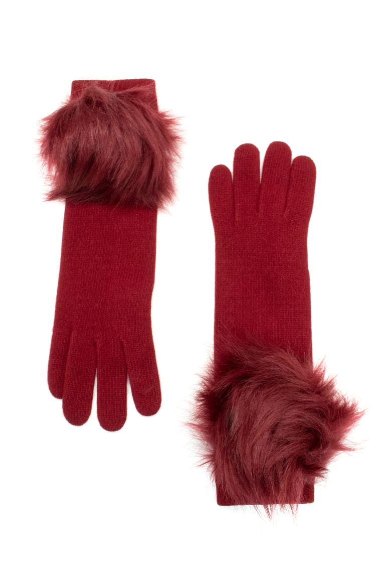 Cashmere gloves with pom, Main, color, ASHTON RED