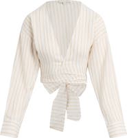 Favorite Daughter The Isla Stripe Cotton Crop Wrap Top