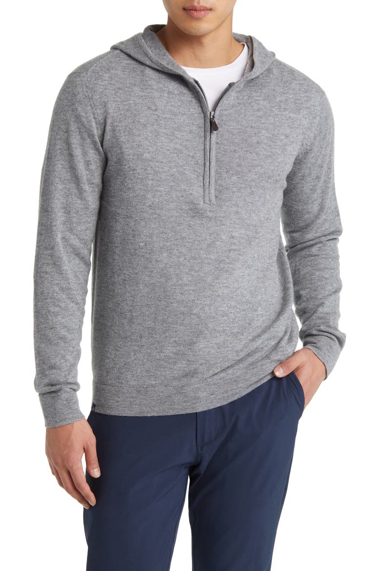 Mitch Hooded Half Zip Wool & Cashmere Sweater, Main, color, SEAL