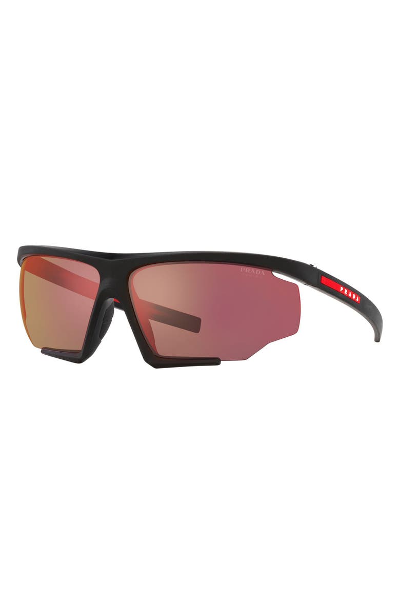 Prada Linea Rossa 76mm Irregular Sunglasses, Alternate, color, Dark Grey